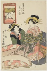 En el Santuario Tomogaoka en Fukagawa, mediados del siglo XIX
